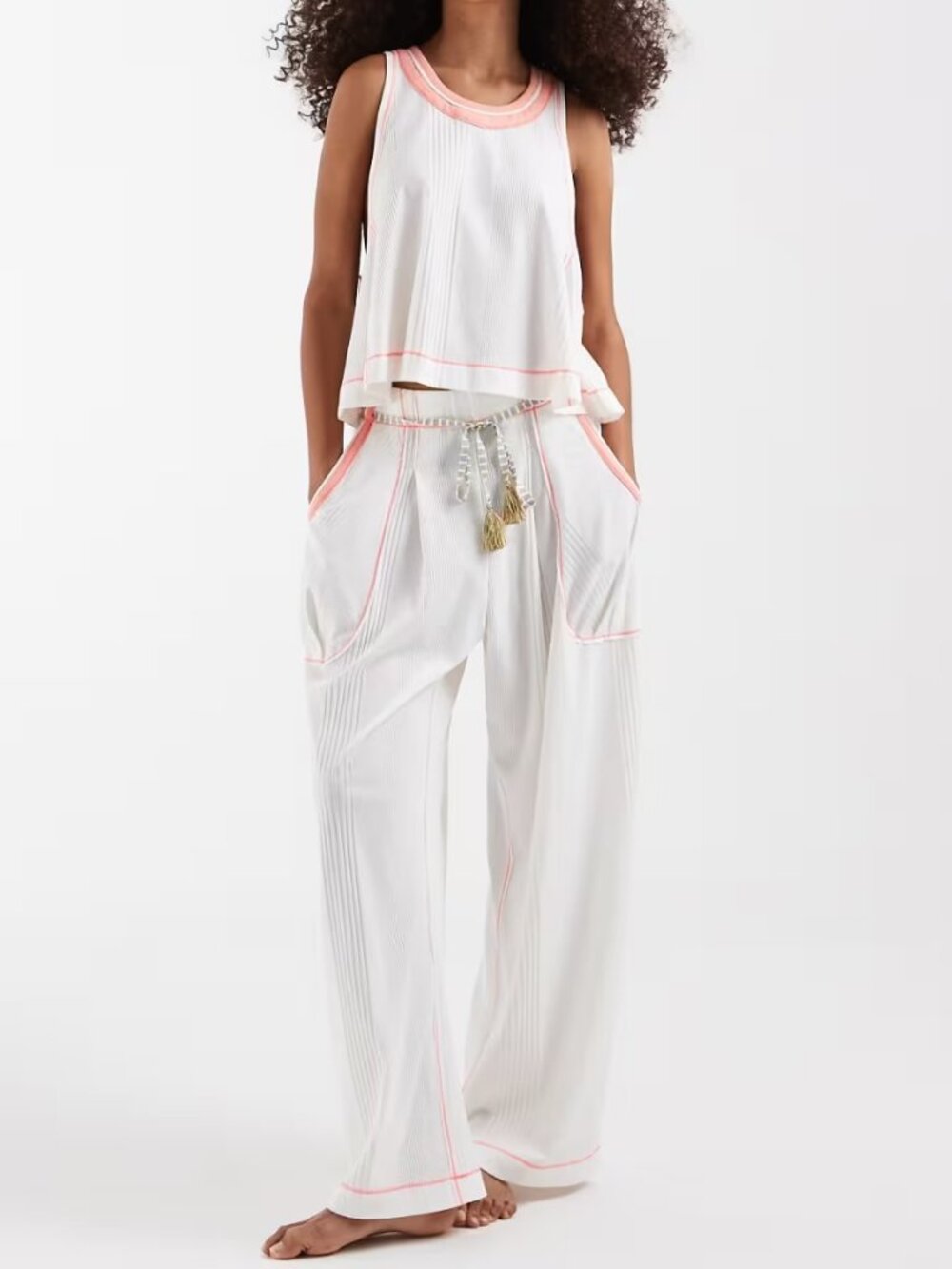 NWOT Free People Intimately FP Weekend Lounge Set Ivory Combo - S